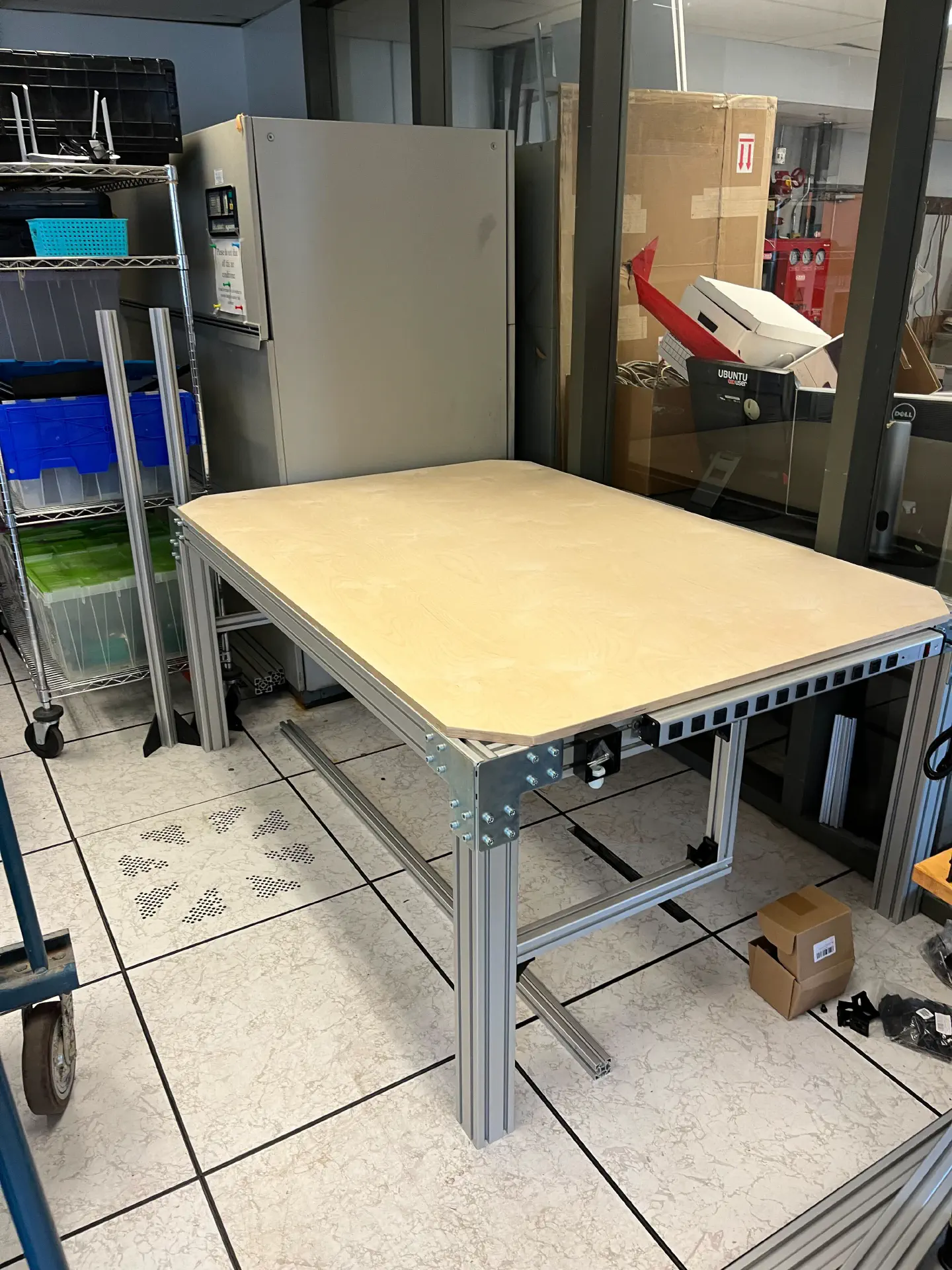 Tabletop installation on aluminum frame